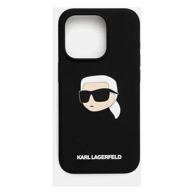 Obal na telefon Karl Lagerfeld iPhone 15 Pro 6.1 černá barva, KLHMP15LSKHPPLK