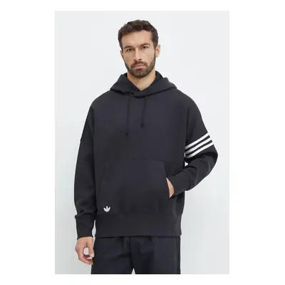 Mikina adidas Originals Neuclassics C Hoodie pánská, černá barva, s kapucí, s aplikací, IW0975