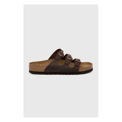 Semišové pantofle Birkenstock FLORIDA dámské, hnědá barva, 53901