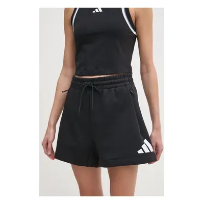 Kraťasy adidas Z.N.E. dámské, černá barva, s potiskem, high waist, JC5395