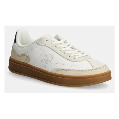 Kožené sneakers boty Tommy Hilfiger TH HERITAGE COURT SNEAKER LTHR bílá barva, FW0FW08186