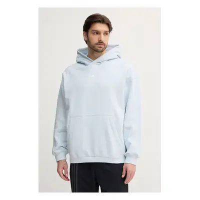 Bavlněná mikina adidas Originals Essential pánská, modrá barva, s kapucí, hladká, JD3300