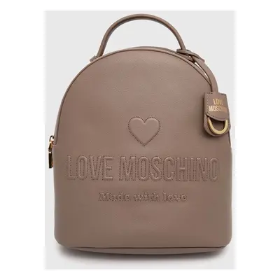 Kožený batoh Love Moschino dámský, béžová barva, malý, hladký, JC4116PP1LL1000A