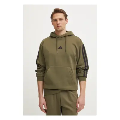 Mikina adidas Essentials pánská, zelená barva, s kapucí, s aplikací, JD1847