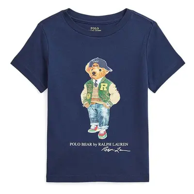 Dětské bavlněné tričko Polo Ralph Lauren tmavomodrá barva, s potiskem, 322853828039