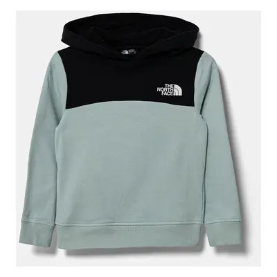 Dětská bavlněná mikina The North Face BACK LOGO RELAXED P/O HOODIE tyrkysová barva, s kapucí, s 