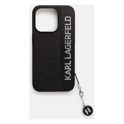 Obal na telefon Karl Lagerfeld iPhone 15 Pro 6.1 černá barva, KLHCP15LPSAKDGCK