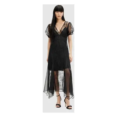 Šaty AllSaints RAYNA LACE DRESS černá barva, maxi, WD574Z