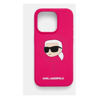 Obal na telefon Karl Lagerfeld iPhone 15 Pro 6.1 růžová barva, KLHMP15LSKHPPLF