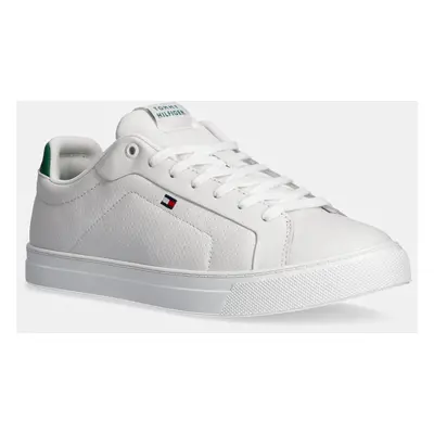 Kožené sneakers boty Tommy Hilfiger ICON COURT PINPERF LTH bílá barva, FM0FM05483