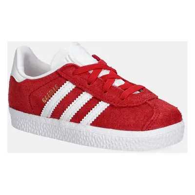 Dětské semišové sneakers boty adidas Originals GAZELLE červená barva, IH0362