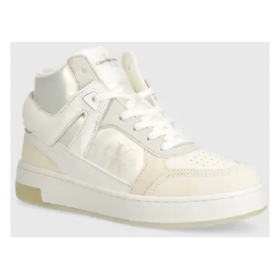 Sneakers boty Calvin Klein Jeans BASKET CUPSOLE HIGH MIX ML MTR béžová barva, YW0YW01489