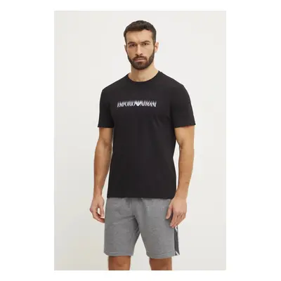 Bavlněné plážové tričko Emporio Armani Underwear modrá barva, s potiskem, EM000574 AF12349