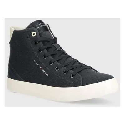 Kecky Tommy Hilfiger TH HI VULC SUMMER CVS pánské, tmavomodrá barva, FM0FM05076