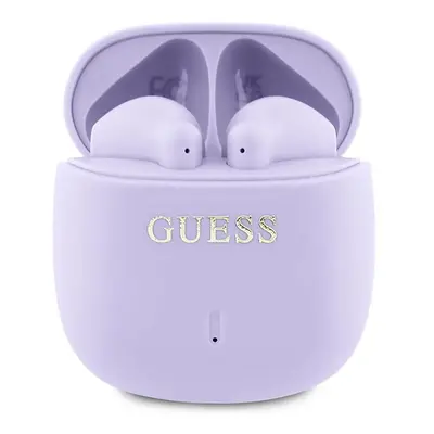 Bezdrátová sluchátka do uší Guess Printed Classic Logo fialová barva