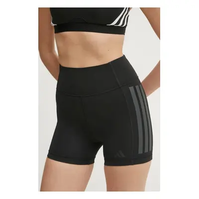 Tréninkové šortky adidas Performance Optime černá barva, s potiskem, high waist, JG6144