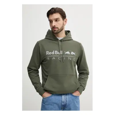 Mikina Red Bull Racing x Pepe Jeans TEAM LOGO HOODY pánská, zelená barva, s kapucí, s potiskem, 