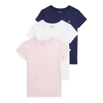 Dětské bavlněné tričko Polo Ralph Lauren 3-pack růžová barva, 313902553004