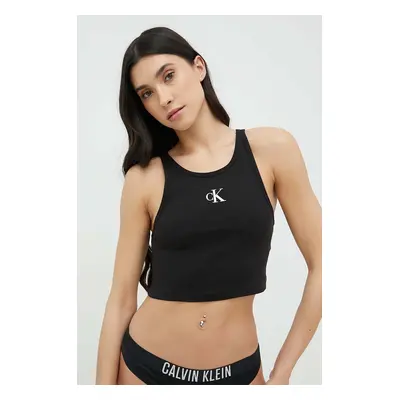 Bavlněný top Calvin Klein černá barva