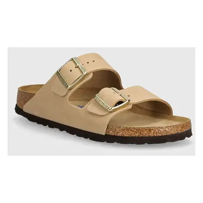 Nubukové pantofle Birkenstock Arizona SFB béžová barva, 1019016