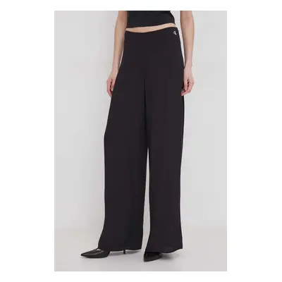 Kalhoty Calvin Klein Jeans dámské, černá barva, široké, high waist, J20J223321