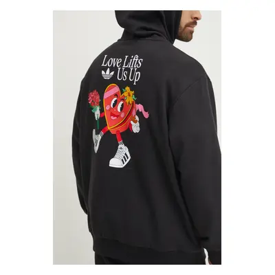 Mikina adidas Originals MBN HOODIE pánská, černá barva, s kapucí, s potiskem, JP0980