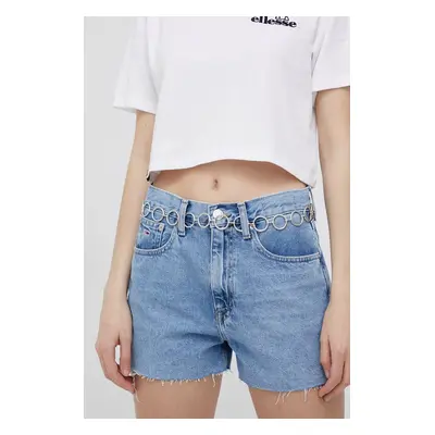 Bavlněné riflové kraťasy Tommy Jeans Bf0012 dámské, hladké, high waist