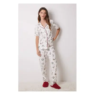 Bavlněné pyžamo women'secret SNOOPY béžová barva, bavlněná, 3138591