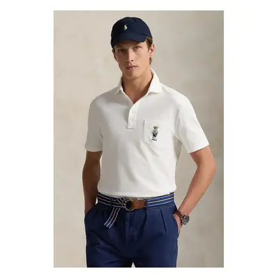 Bavlněné polo tričko Polo Ralph Lauren bílá barva, 710963818