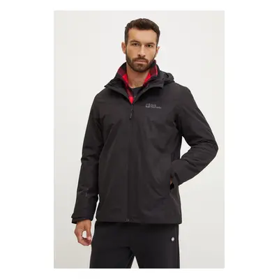 Outdoorová bunda Jack Wolfskin Taubenberg 3in1 černá barva