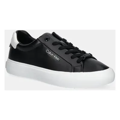 Kožené sneakers boty Calvin Klein VULC LACE UP černá barva, HW0HW01681