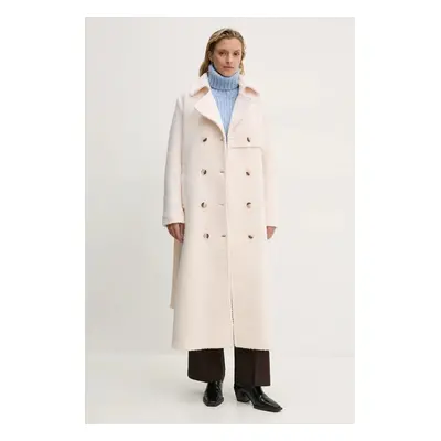 Vlněný kabát Bruuns Bazaar GazaniaBBCasay jacket béžová barva, přechodný, BBW4068