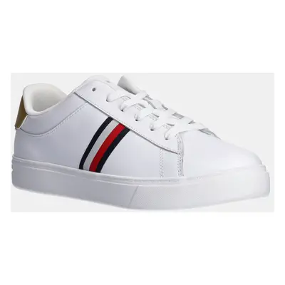 Kožené sneakers boty Tommy Hilfiger ESSENTIAL COURT SNEAKER STRPS bílá barva, FW0FW08321