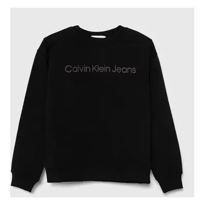 Dětská mikina Calvin Klein Jeans černá barva, s aplikací