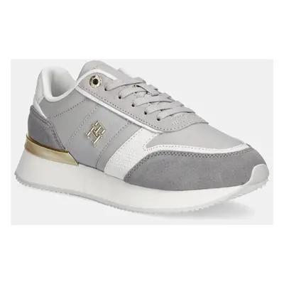 Kožené sneakers boty Tommy Hilfiger TH FASHION RUNNER šedá barva, FW0FW08475