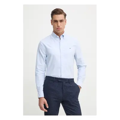 Bavlněná košile Tommy Hilfiger modrá barva, regular, s límečkem button-down, MW0MW35774