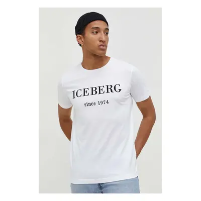 Bavlněné tričko Iceberg bílá barva, s potiskem