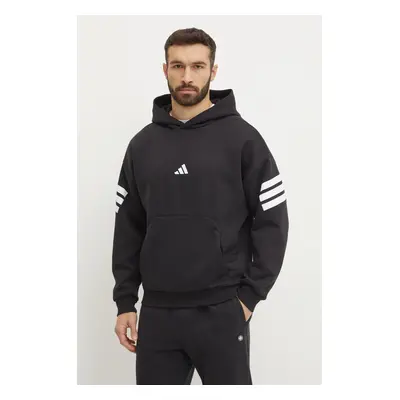 Mikina adidas Future Icons pánská, černá barva, s kapucí, s potiskem, JD4838