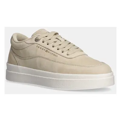 Nubukové tenisky Tommy Hilfiger MODERN COURT SNEAKER NUBUCK béžová barva, FW0FW08462