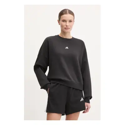 Mikina adidas Essentials dámská, černá barva, hladká, JC5932