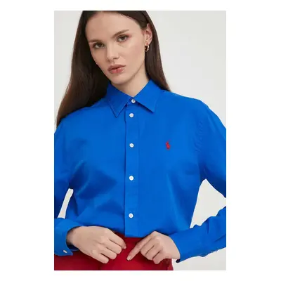 Bavlněná košile Polo Ralph Lauren tmavomodrá barva, regular, s klasickým límcem, 211932522