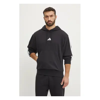 Mikina adidas Essentials pánská, černá barva, s kapucí, s aplikací, JD1874