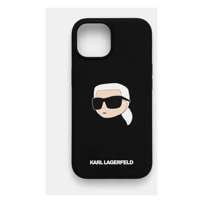 Obal na telefon Karl Lagerfeld iPhone 15 6.1 černá barva, KLHMP15SSKHPPLK