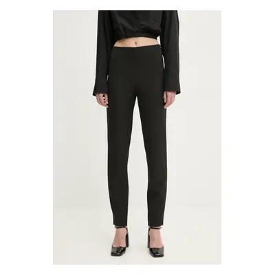 Kalhoty Moschino Jeans dámské, černá barva, přiléhavé, high waist, 0302 3225