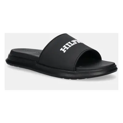 Pantofle Tommy Hilfiger DUAL DENSITY HILFIGER POOL SLIDE pánské, černá barva, FM0FM05430