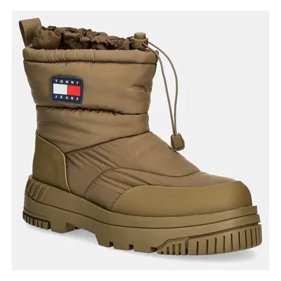 Sněhule Tommy Jeans TJM SNOW BOOT zelená barva, EM0EM01449