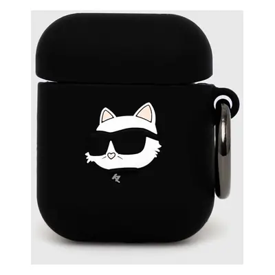 Pouzdro na airpod Karl Lagerfeld AirPods 1/2 cover černá barva