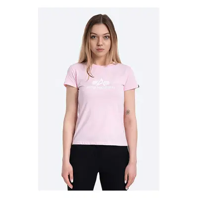 Bavlněné tričko Alpha Industries New Basic T Wmn růžová barva, 196051.491-pink