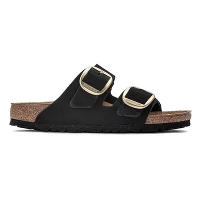 Semišové pantofle Birkenstock ARIZONA BIG BUCKLE dámské, černá barva, 1023239