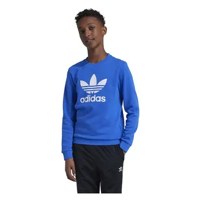 Dětská mikina adidas Originals TREFOIL CREW modrá barva, s potiskem, IY7438